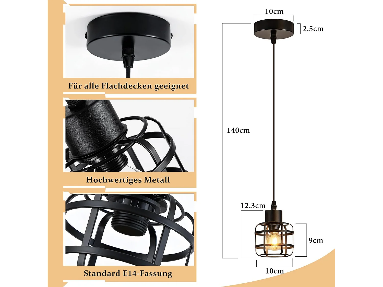 Nettlife Vintage Hanglamp 1 Lamp - Zwarte Metalen Kroonluchter E14 Retro - Verstelbare Hoogte Woonkamer Eetkamer (Lamp niet inbegrepen)