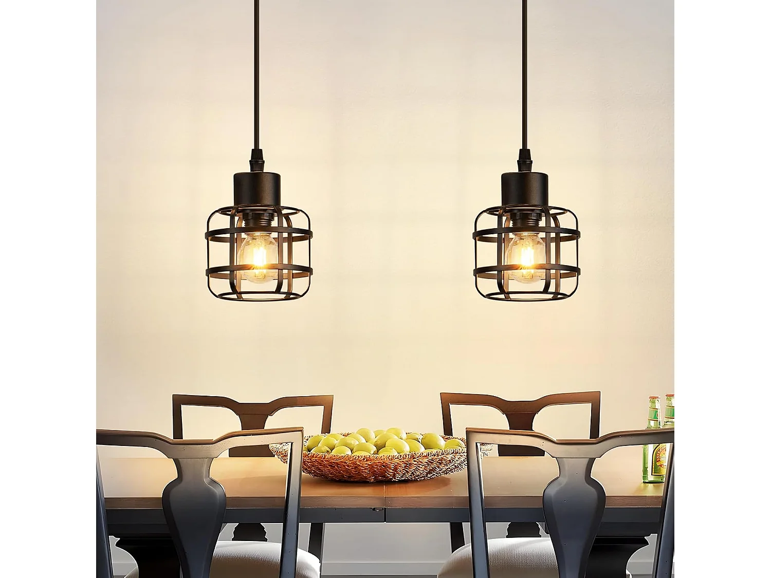 Nettlife Vintage Hanglamp 1 Lamp - Zwarte Metalen Kroonluchter E14 Retro - Verstelbare Hoogte Woonkamer Eetkamer (Lamp niet inbegrepen)