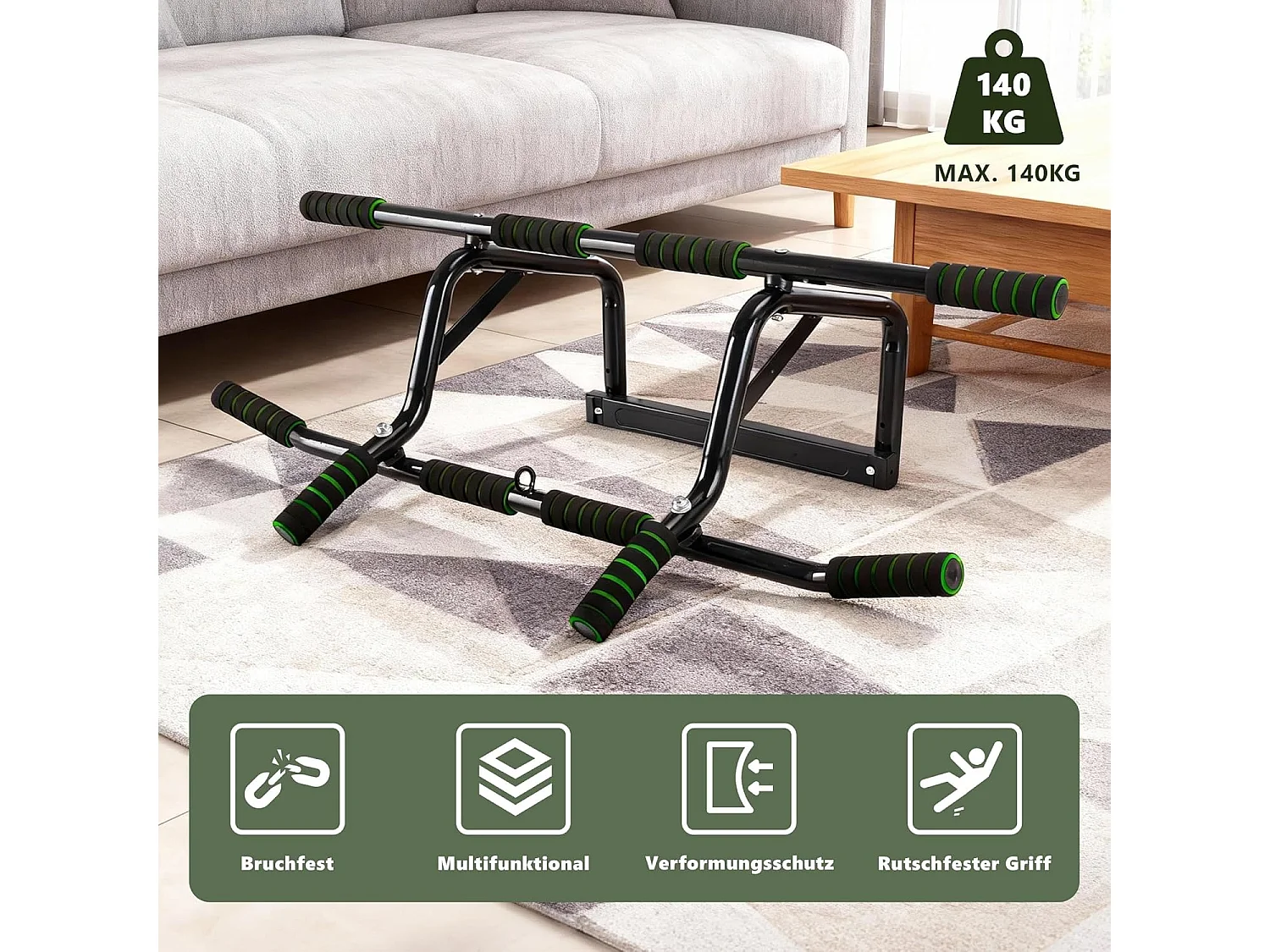 Drążek do podciągania Nettlife bez śrub, mocowany do drzwi, drążek do ćwiczeń siłowych, uchwyty antypoślizgowe, udźwig 200 kg