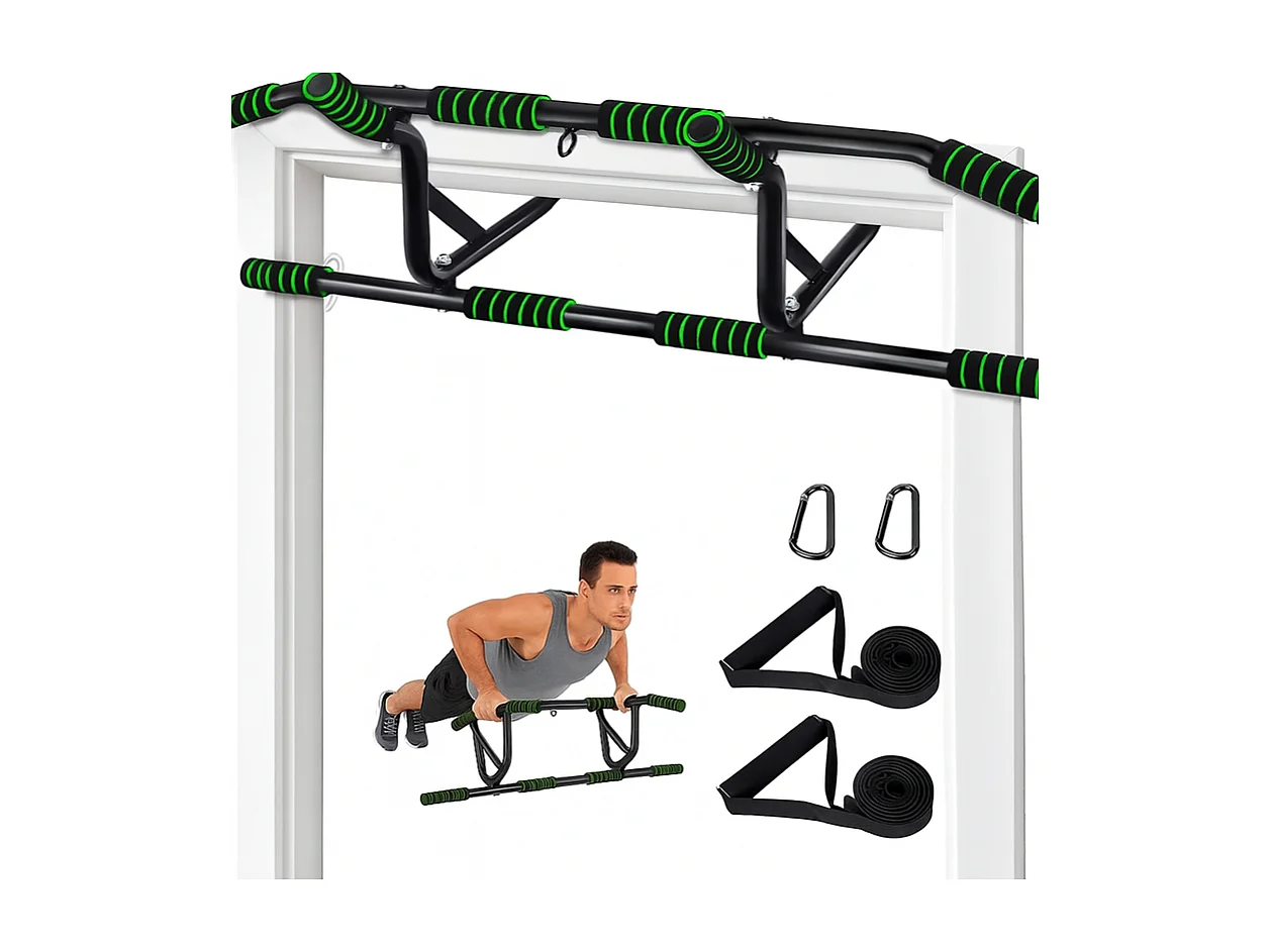 Drążek do podciągania Nettlife bez śrub, mocowany do drzwi, drążek do ćwiczeń siłowych, uchwyty antypoślizgowe, udźwig 200 kg