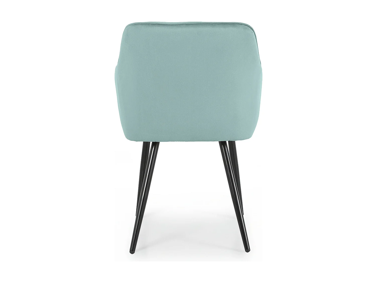 Set van 6 Eetkamerstoelen DIAMANTE met Armleuningen / Gestoffeerde Stoelen / Fluwelen Stoelen en Metalen Poten / Turkooizen kleur met zwarte benen