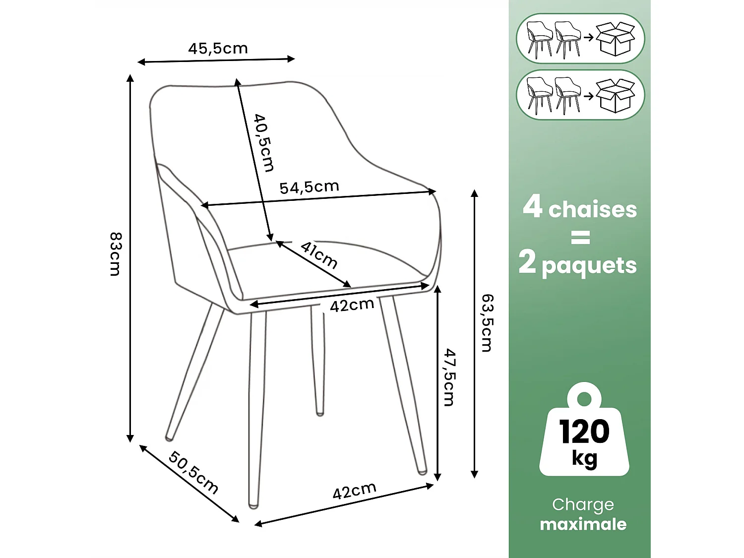 Set di 4 Sedie in velluto liscio ESTELLE Verde Bottiglia gambe oro