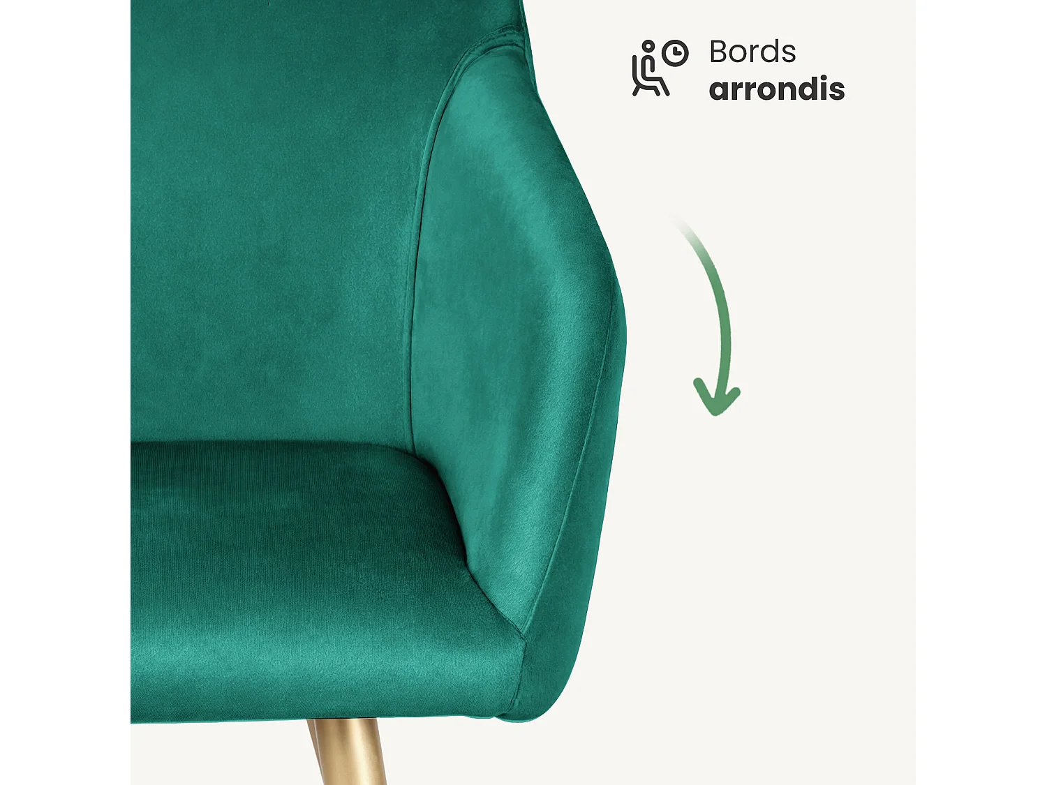 Set di 4 Sedie in velluto liscio ESTELLE Verde Bottiglia gambe oro