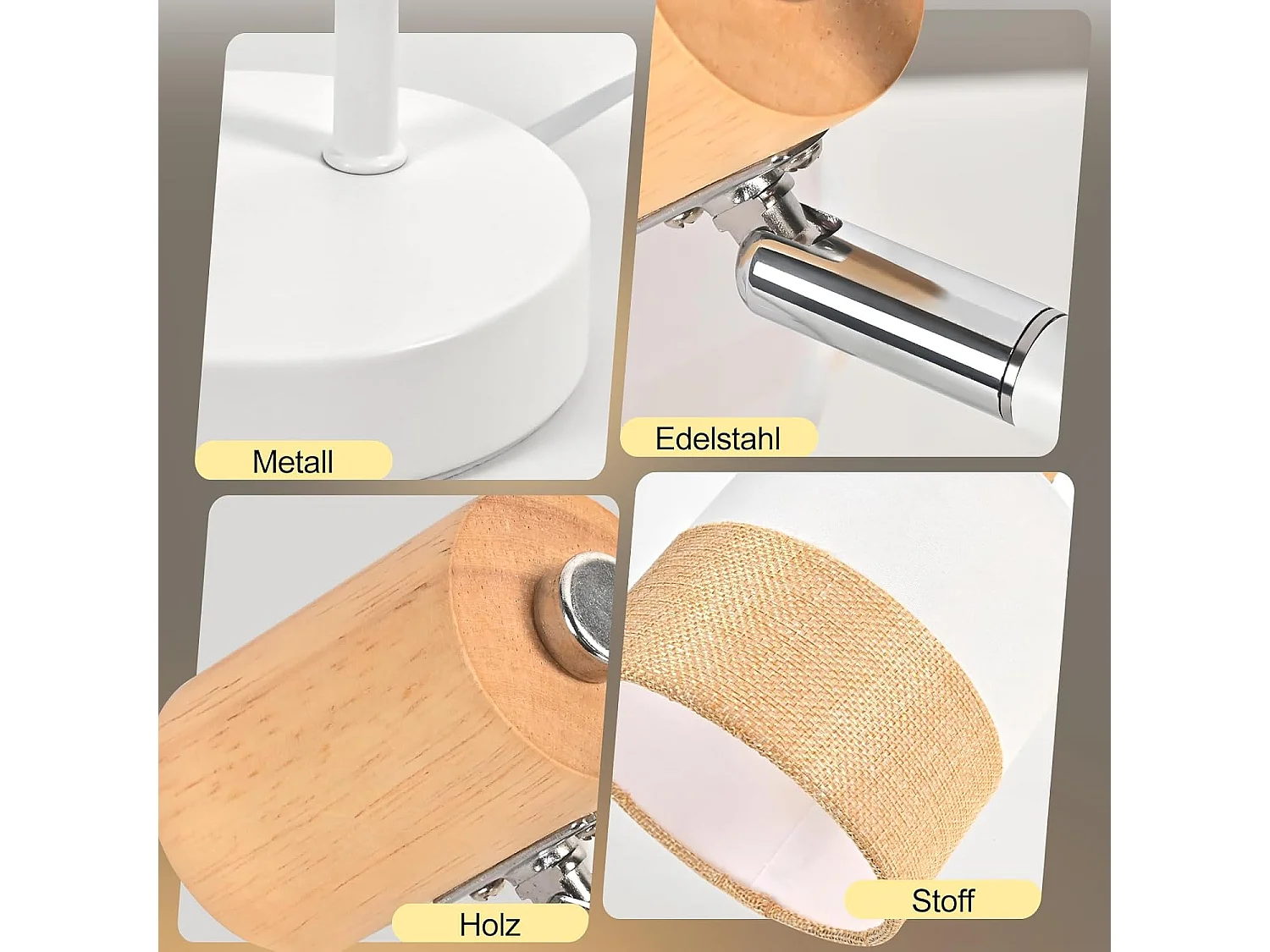 Nettlife Lampe de Table Vintage Bois - Lampe Chevet Tissu E14 Câble, Pivotante Rustique Rétro pour Chambre Bureau (Sans Ampoule)