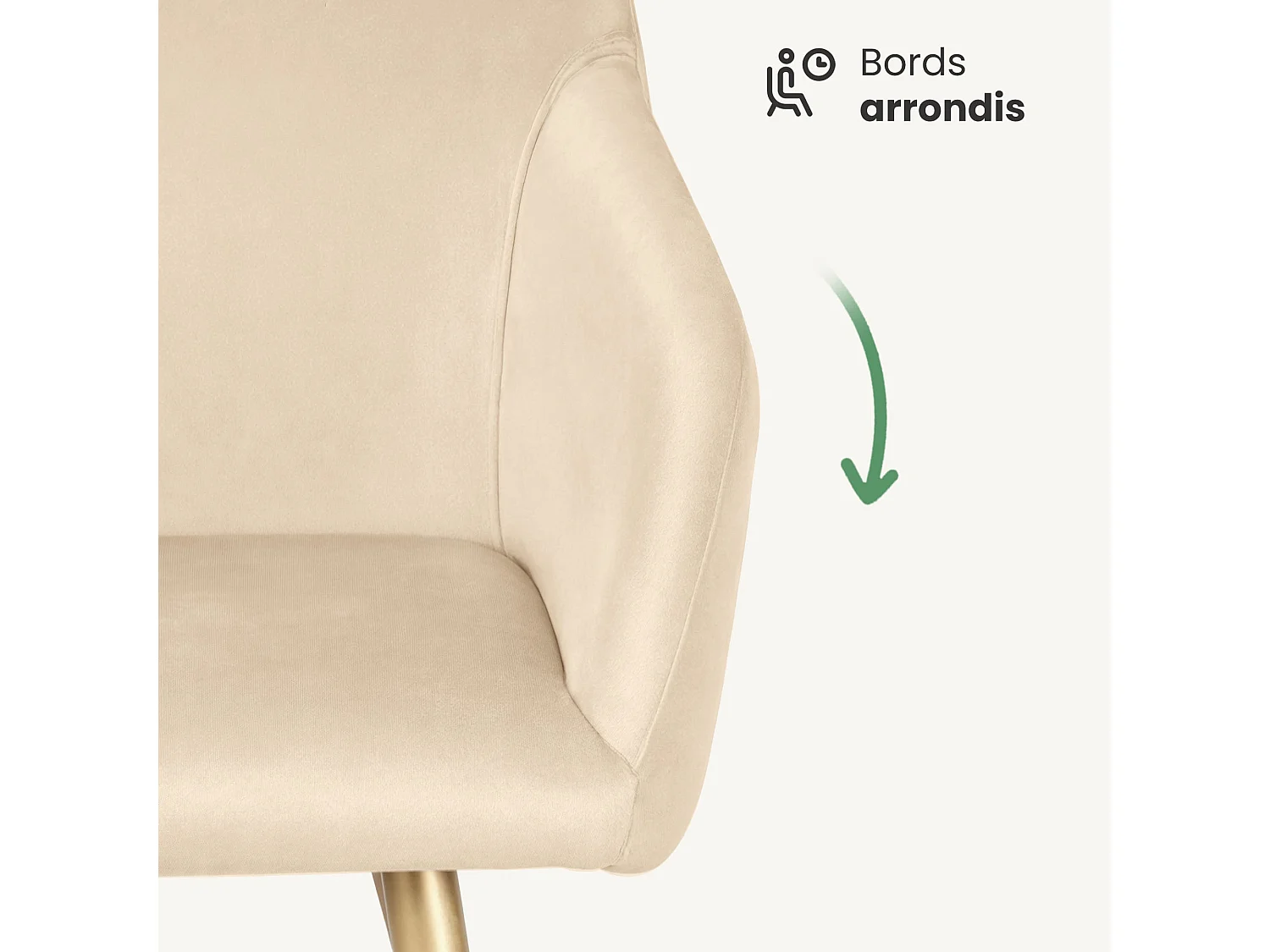 Set di 4 Sedie in velluto liscio ESTELLE Beige gambe oro