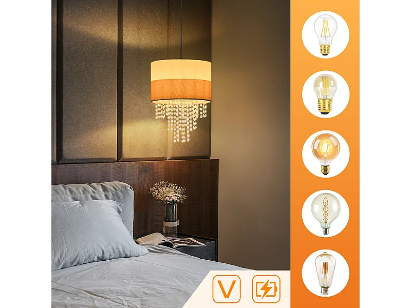 Lampa wisząca Nettlife Vintage na stół jadalny – żyrandol z 1 kryształową lampką, E27, regulowane oświetlenie retro do sypialni (żarówka nie jest dołączona)