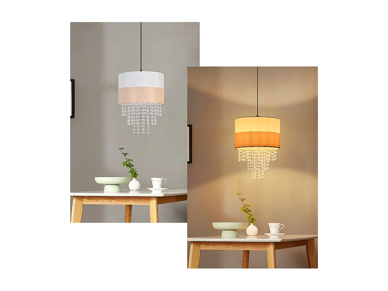 Lampa wisząca Nettlife Vintage na stół jadalny – żyrandol z 1 kryształową lampką, E27, regulowane oświetlenie retro do sypialni (żarówka nie jest dołączona)
