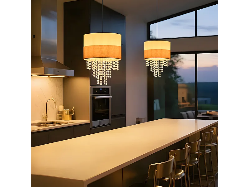 Lampa wisząca Nettlife Vintage na stół jadalny – żyrandol z 1 kryształową lampką, E27, regulowane oświetlenie retro do sypialni (żarówka nie jest dołączona)