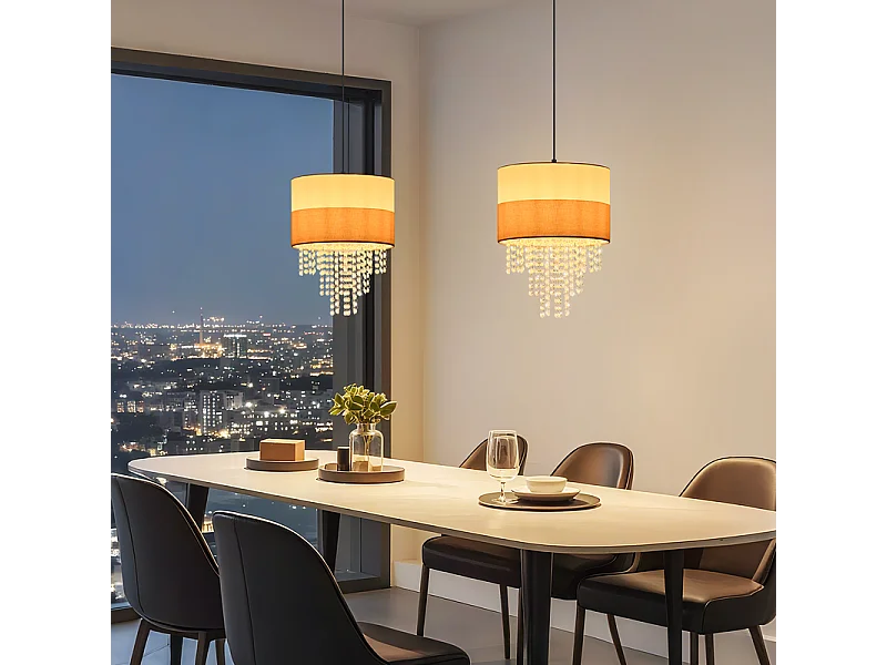 Lampa wisząca Nettlife Vintage na stół jadalny – żyrandol z 1 kryształową lampką, E27, regulowane oświetlenie retro do sypialni (żarówka nie jest dołączona)