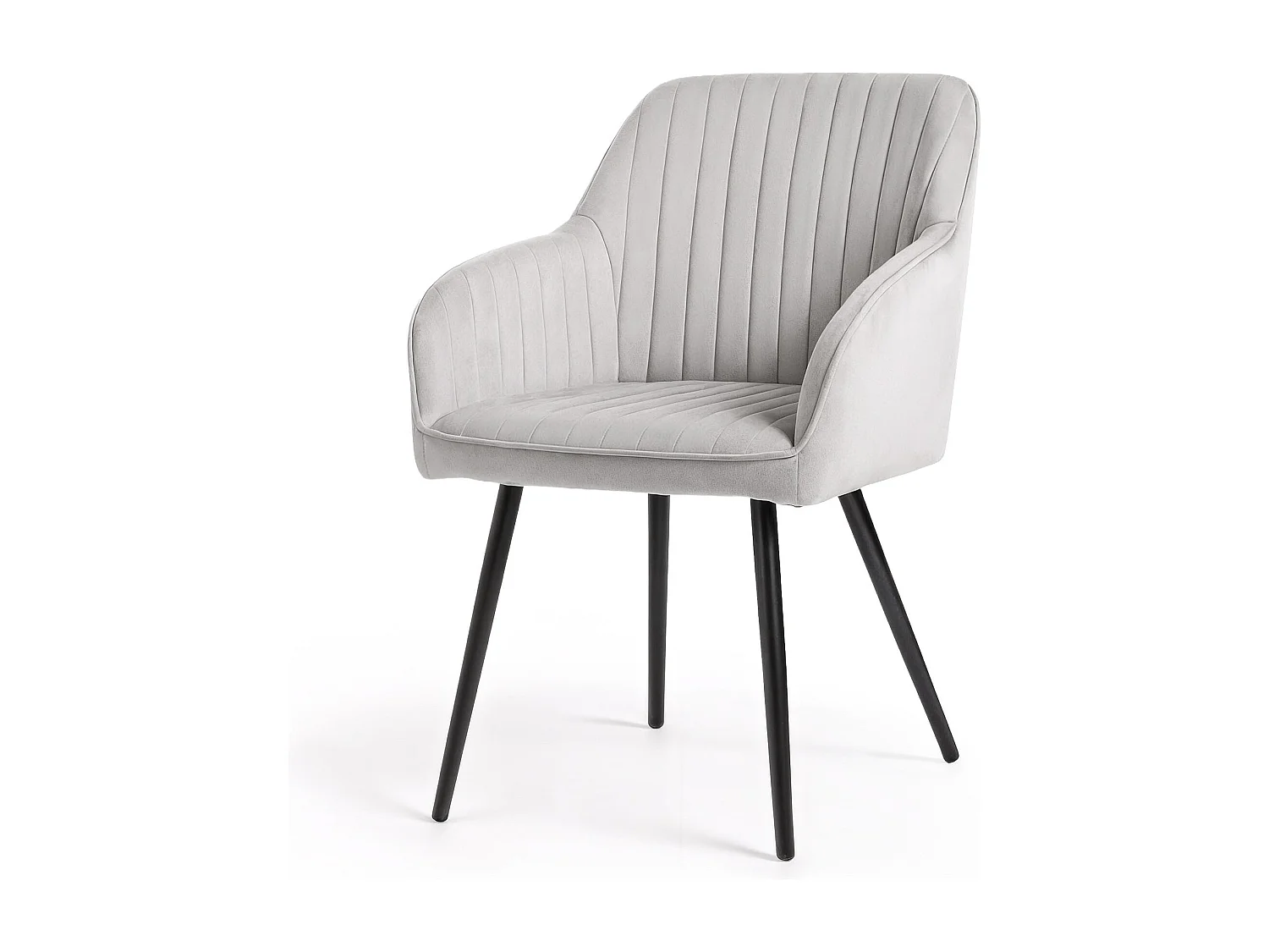 Set di 4 Sedie in velluto con cuciture verticali FLORENCE Grigio gambe nere