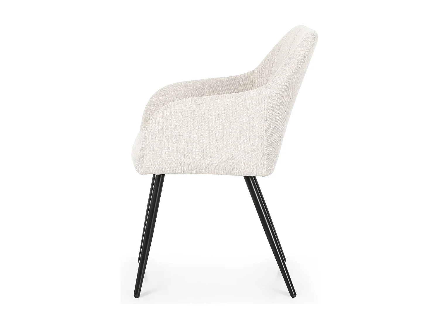 Juego de 6 sillas acolchadas LUXANO Crema patas negras tejido Lumos