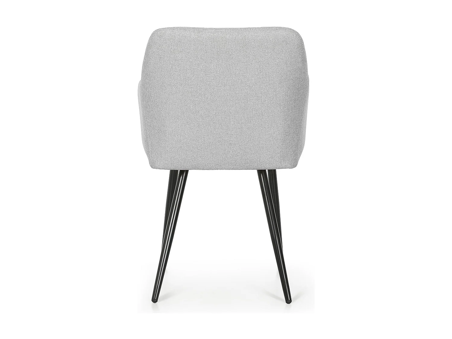 Set di 4 Sedie imbottite con cuciture quadrate LUXANO Grigio Chiaro gambe nere tessuto Lumos