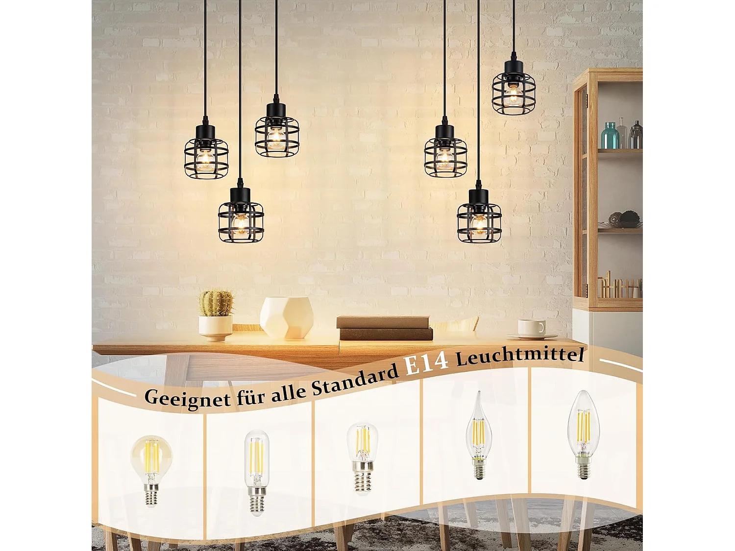 Lampa wisząca Nettlife Vintage z trzema żarówkami – czarny metalowy żyrandol E14 w stylu retro – regulowana wysokość (żarówki nie są dołączone)