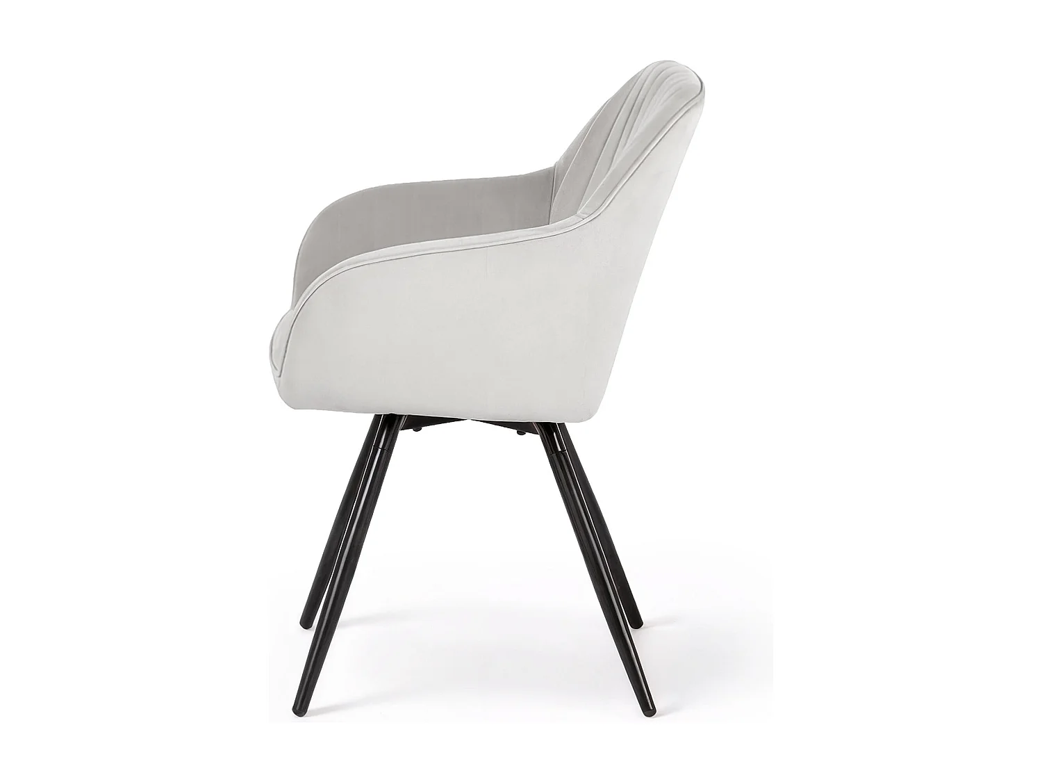 6er Set Drehbare Veloursstühle mit Ziernähten TURNO Grau mit schwarzen Beinen