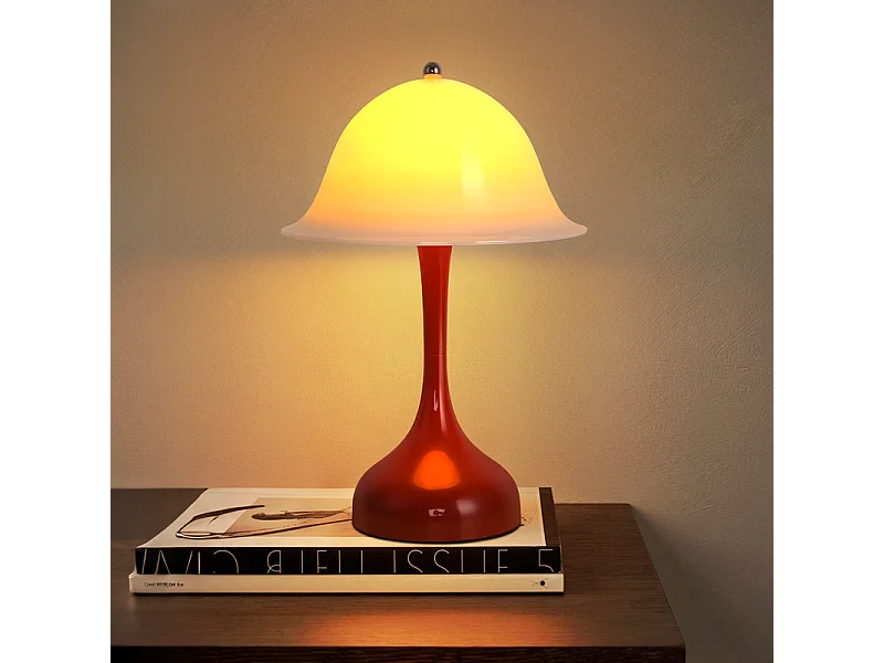 Nettlife Lampe Table Sans Fil LED - Lampe Chevet Tactile, Rouge Forme Chapeau, USB Rechargeable, Veilleuse Salon Chambre