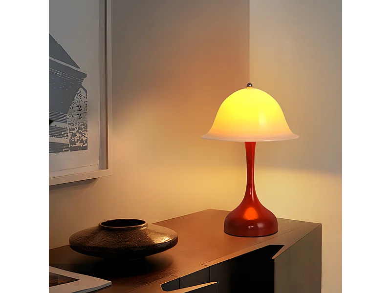 Nettlife Lampe Table Sans Fil LED - Lampe Chevet Tactile, Rouge Forme Chapeau, USB Rechargeable, Veilleuse Salon Chambre