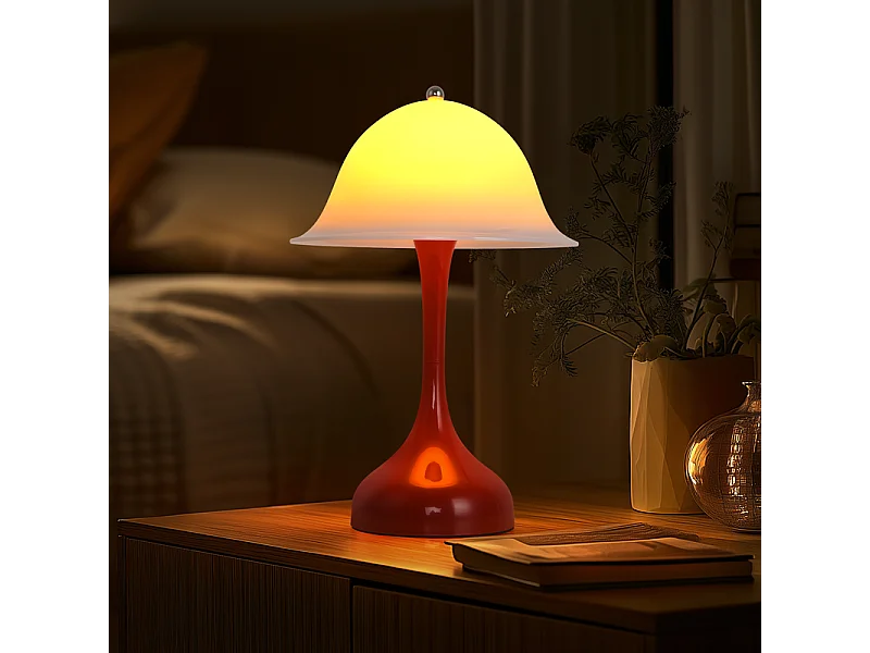 Nettlife Lampe Table Sans Fil LED - Lampe Chevet Tactile, Rouge Forme Chapeau, USB Rechargeable, Veilleuse Salon Chambre