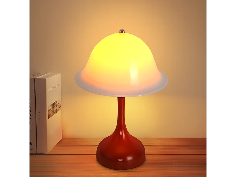 Nettlife draadloze LED-tafellamp - aanraakgevoelige nachtlamp, rode hoedvorm, USB-oplaadbaar, nachtlampje voor woonkamer of slaapkamer