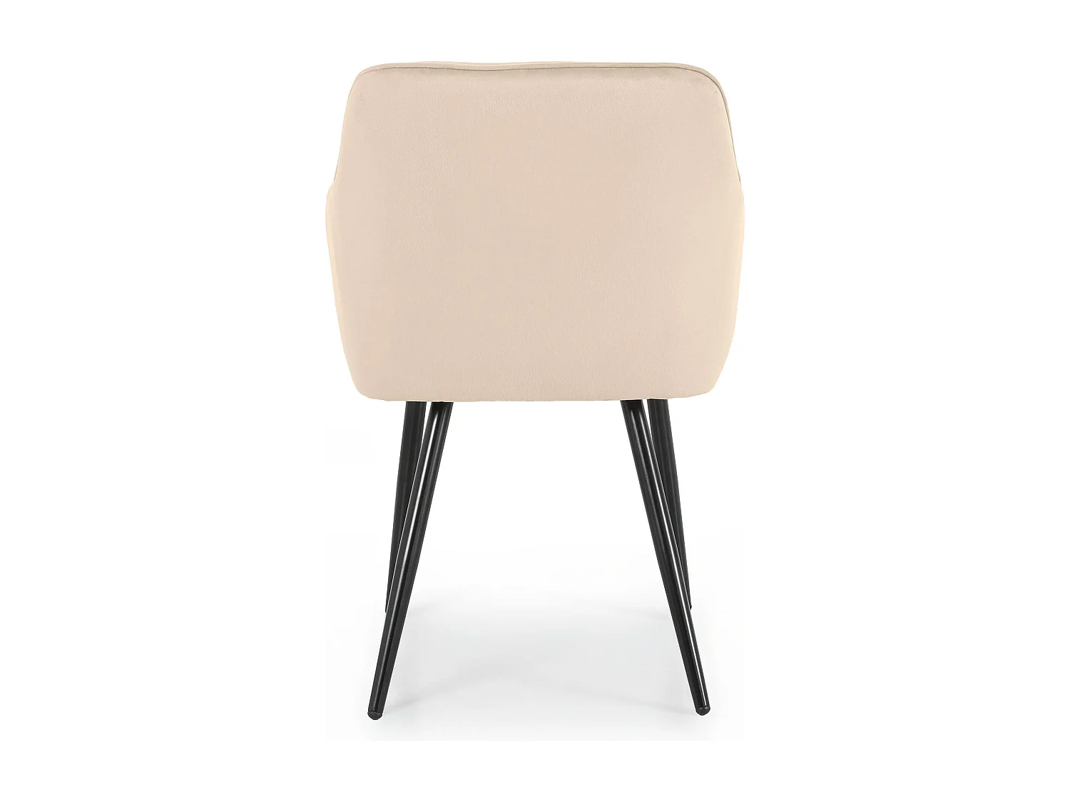 Set van 6 Eetkamerstoelen DIAMANTE met Armleuningen / Gestoffeerde Stoelen / Fluwelen Stoelen en Metalen Poten / Beige met zwarte benen