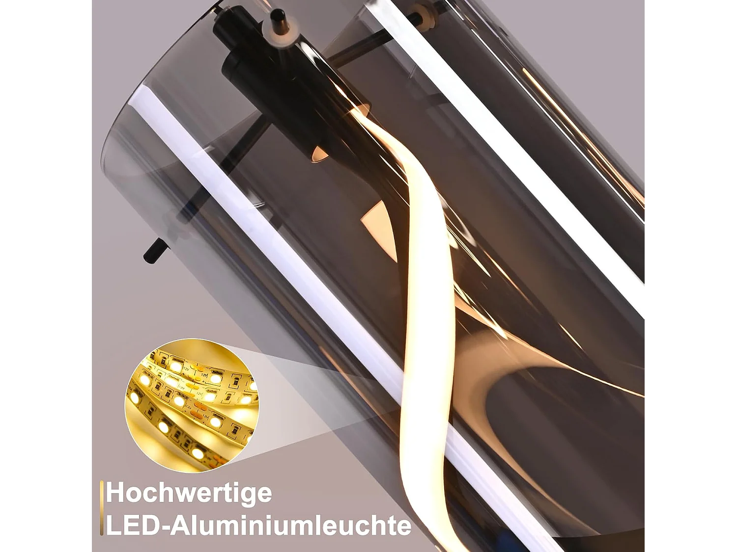 Nettlife Vintage 3-flammige LED-Pendelleuchte – Rauchgraues Glas, 23 W, 3000 K, Retro, verstellbar, Tischleuchte