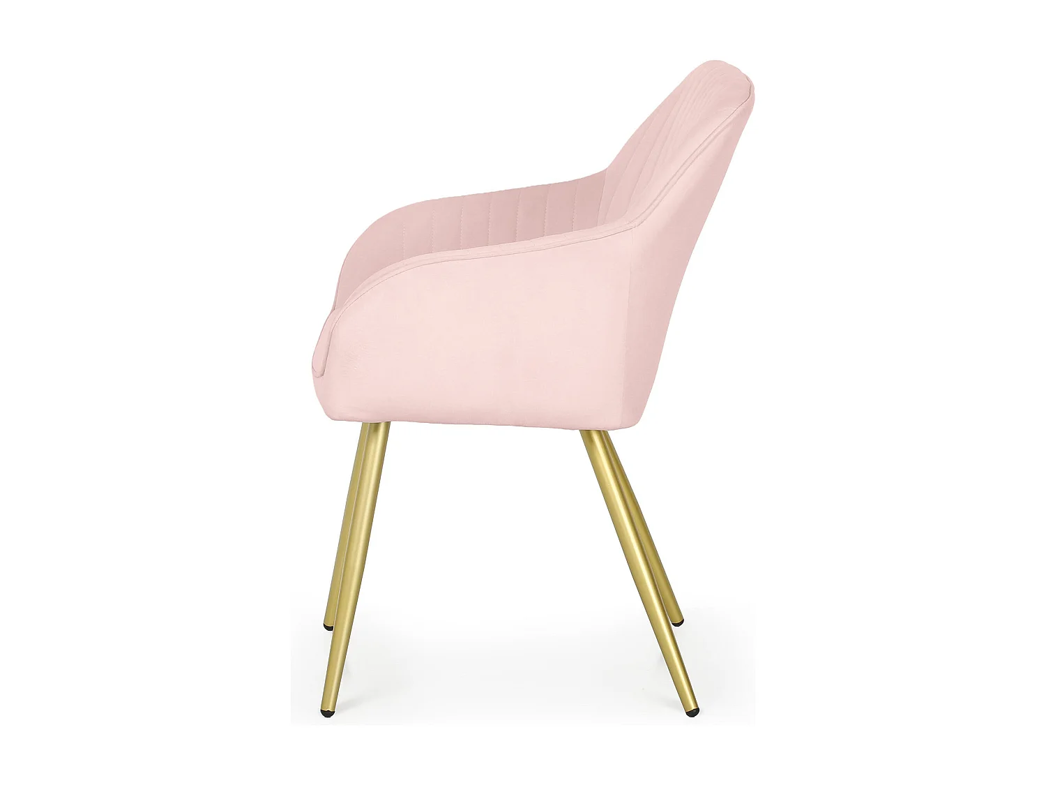 Set di 4 Sedie in velluto con cuciture verticali FLORENCE Rosa Cipria gambe oro