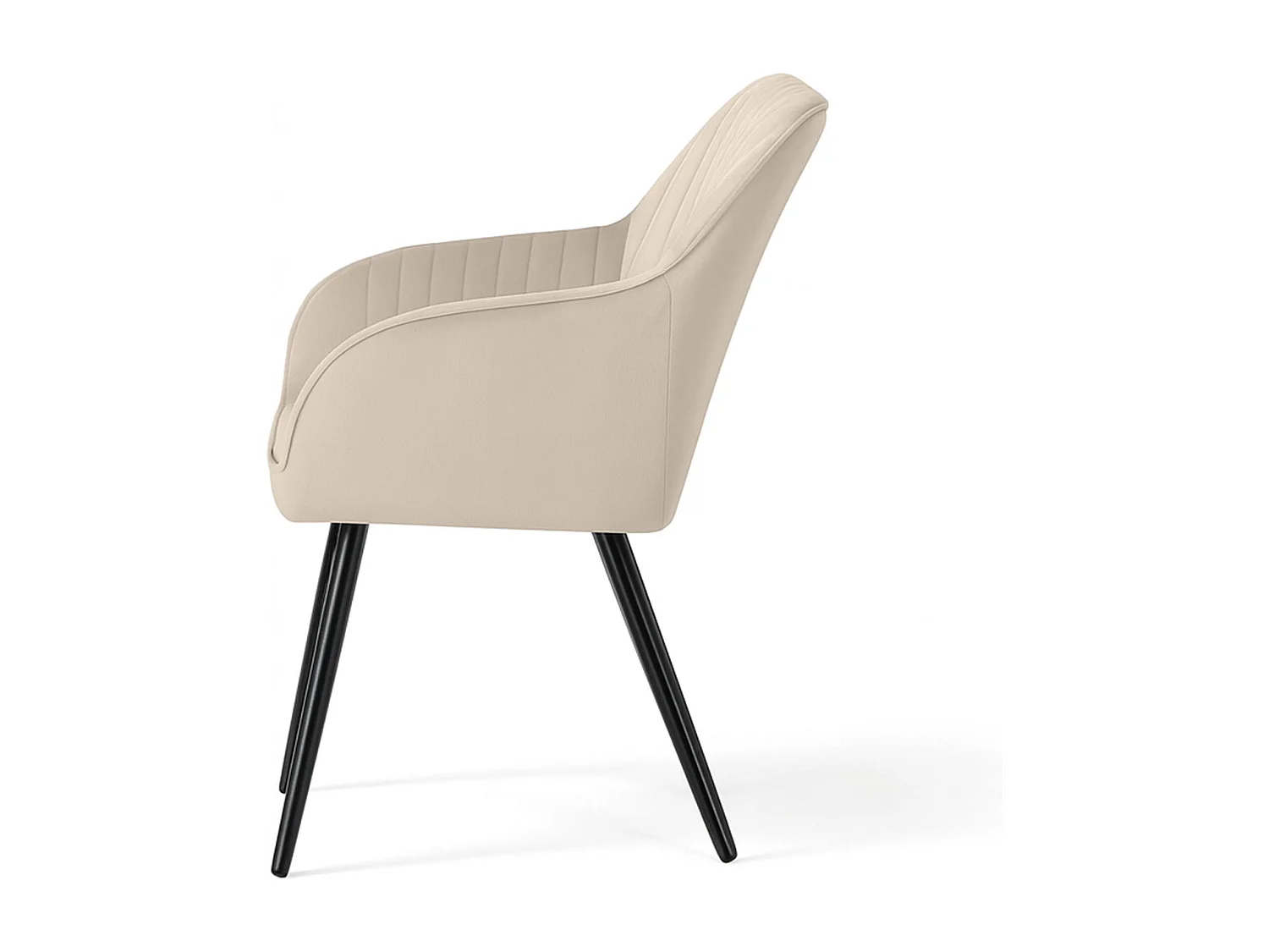 Lot de 6 Chaises en velours à surpiqûres FLORENCE Beige pieds noirs