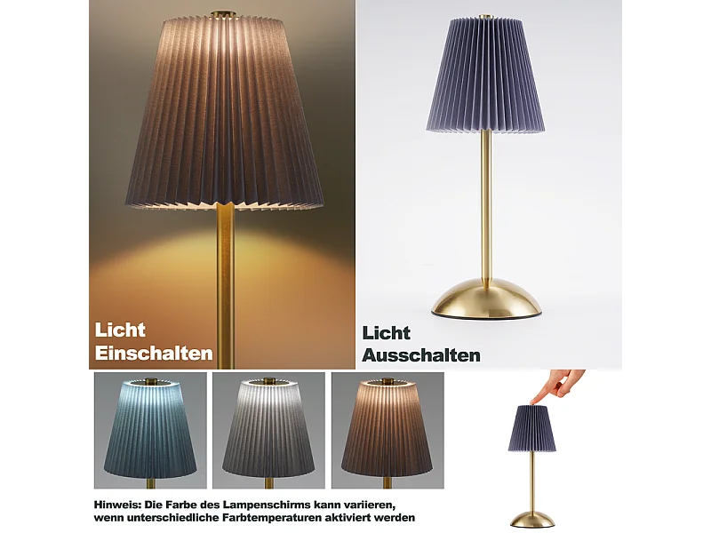 Nettlife Draadloze Tafellampenset van 2 - Dimbaar LED-nachtlampje met aanraakbediening, USB-oplaadbaar, stoffen kap, modern design voor de slaapkamer