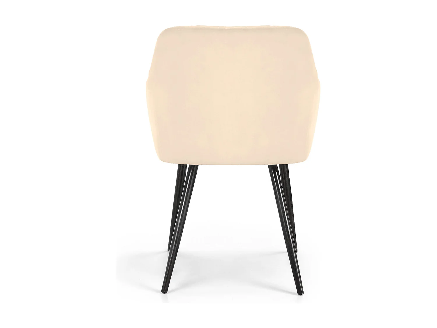 Set van 4 Eetkamerstoelen VELTO met Armleuningen / Gestoffeerde Stoelen / Fluwelen Stoelen en Metalen Poten / Beige met zwarte benen