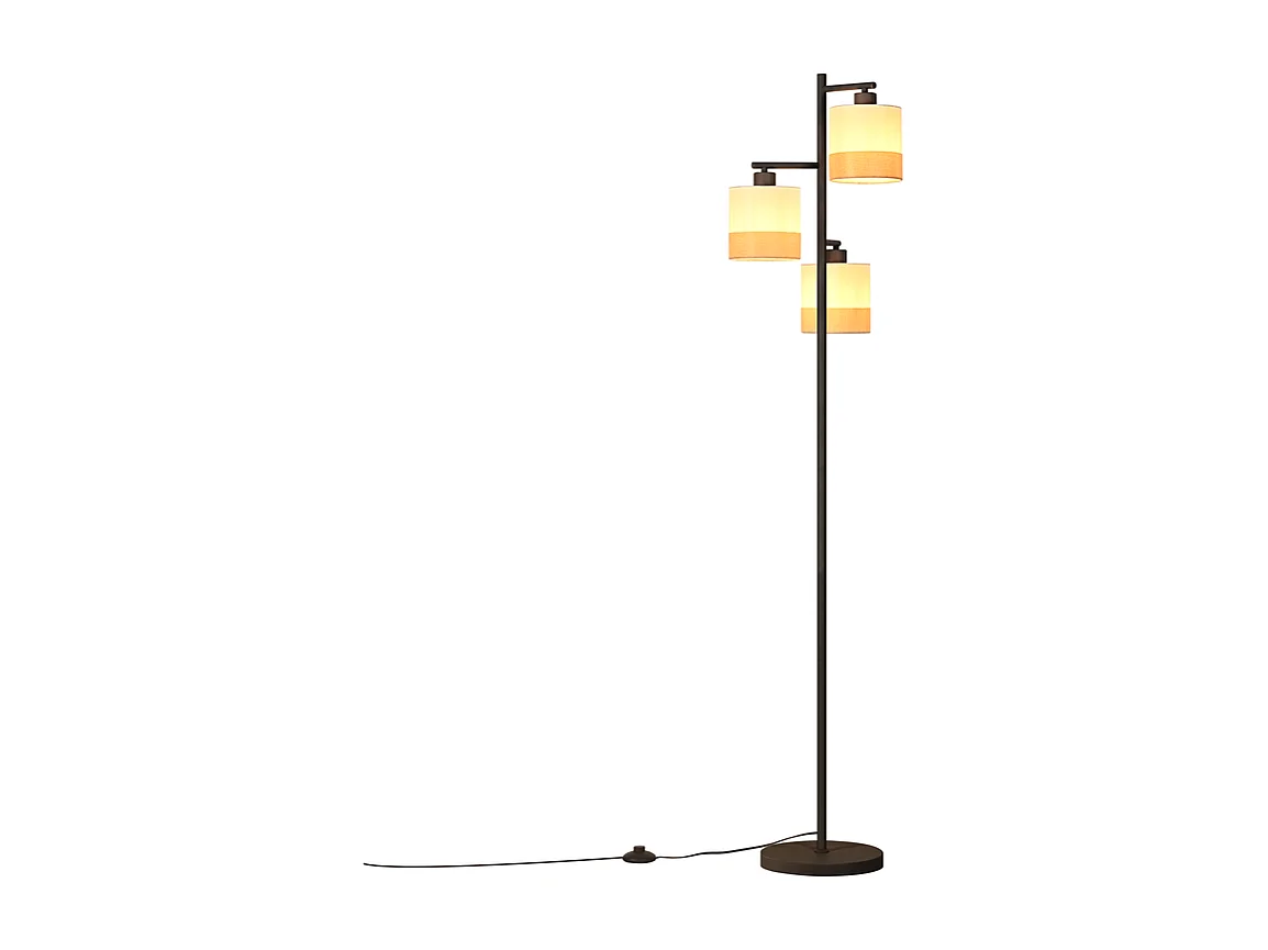 Nettlife Suspension Vintage Table à Manger - Lustre 3 Lampes Blanc Tissu E27, Luminaire Rétro pour Salon Cuisine (Sans Ampoule)