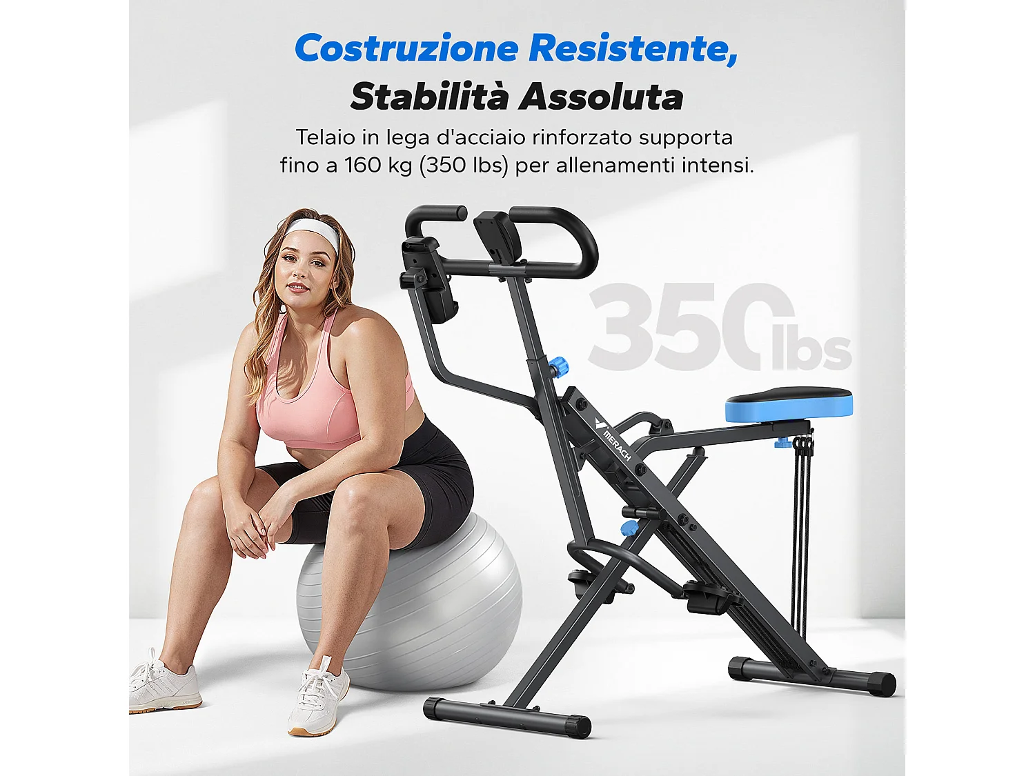 Machine à Squat et Rameur MERACH, Résistance Réglable, Pliable, 160 kg, Écran LCD, Support de Téléphone, Pour Abdos/Jambes/Dos, Gris