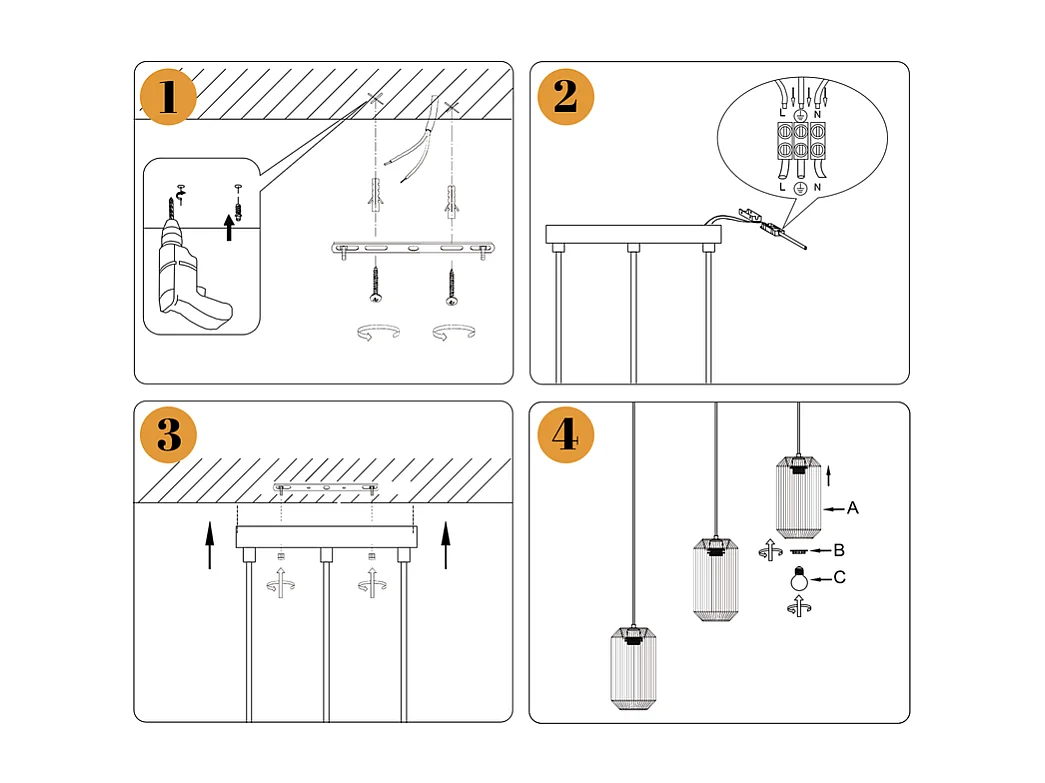 Nettlife Suspension Boho Rotin Table à Manger - Lampe 3 Lumières E27, Hauteur Réglable, Style Rétro, Salon Chambre (Sans Ampoule)