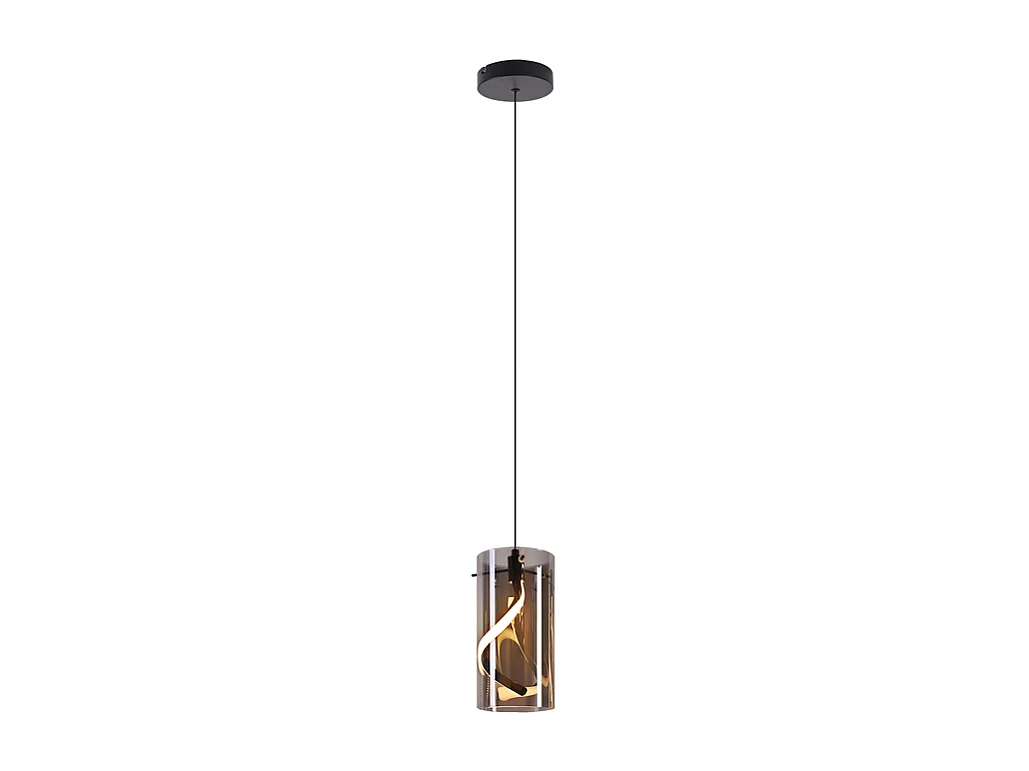Nettlife Suspension LED vintage pour table à manger - Suspension en verre 1 lumière 8W style rétro, gris fumé, lumière blanc chaud 3000K