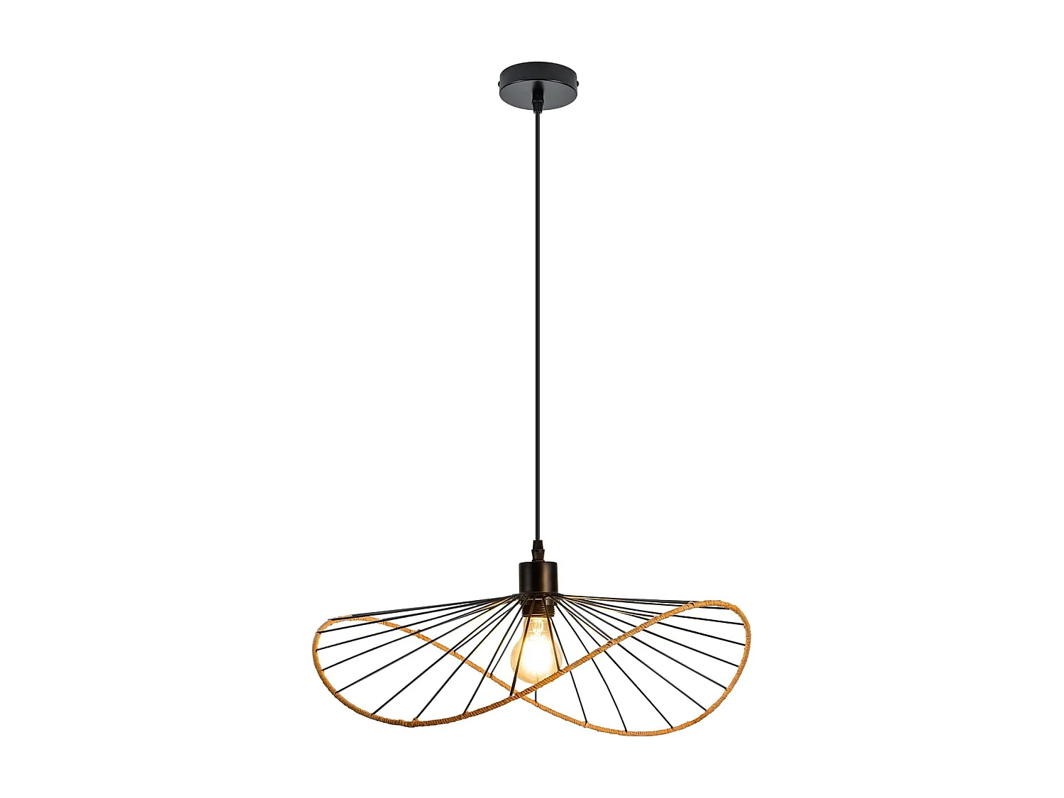 Lampa wisząca Nettlife Boho Black Ø 50 cm – metalowy żyrandol w stylu vintage E27 – lampa do salonu, kuchni i jadalni (żarówka nie jest dołączona)