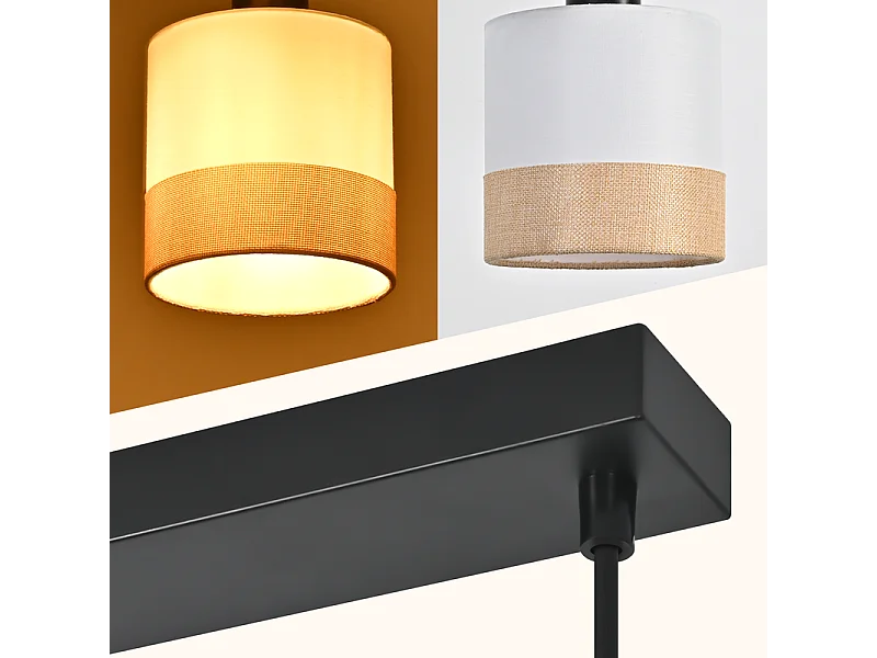 Lampa wisząca Nettlife Vintage Dining Table – 4-punktowy żyrandol materiałowy E27, regulowane oświetlenie retro do salonu i kuchni (żarówki nie są dołączone)