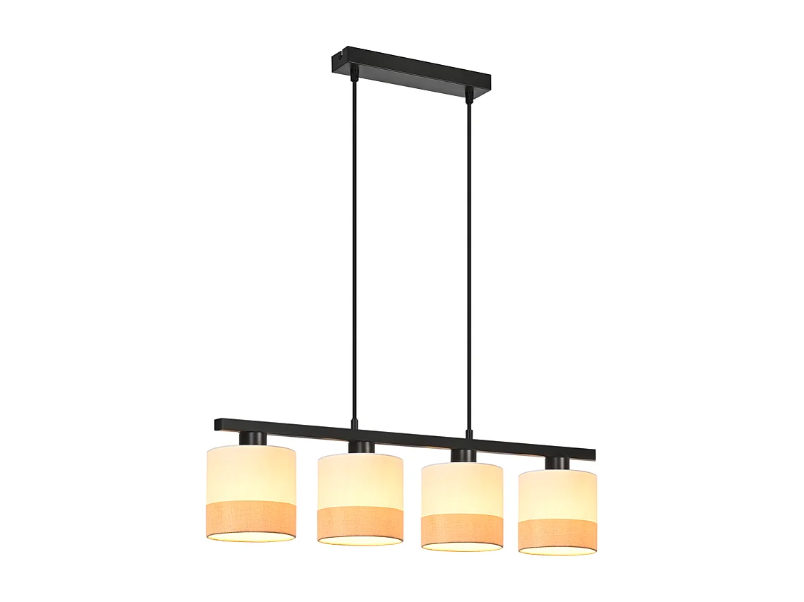 Nettlife Vintage Esstisch-Pendelleuchte - 4-flammiger Stoff-Kronleuchter E27, verstellbare Retro-Beleuchtung für Wohnzimmer und Küche (Leuchtmittel nicht enthalten)