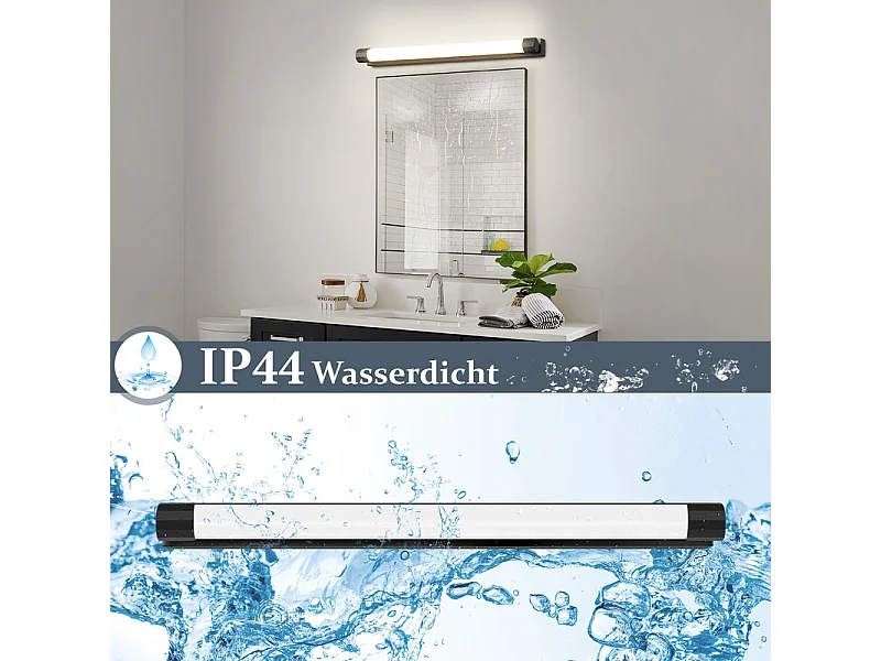 Oświetlenie lustra LED Nettlife 50 cm 10 W, czarne, do łazienki, neutralne światło 4000 K, wodoodporność IP44, nowoczesne, do kuchni lub szafy