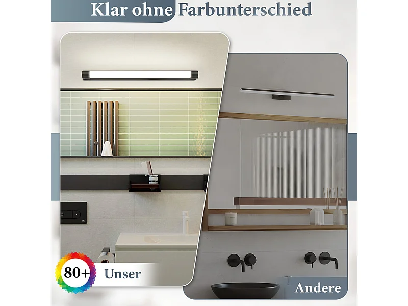 Oświetlenie lustra LED Nettlife 50 cm 10 W, czarne, do łazienki, neutralne światło 4000 K, wodoodporność IP44, nowoczesne, do kuchni lub szafy