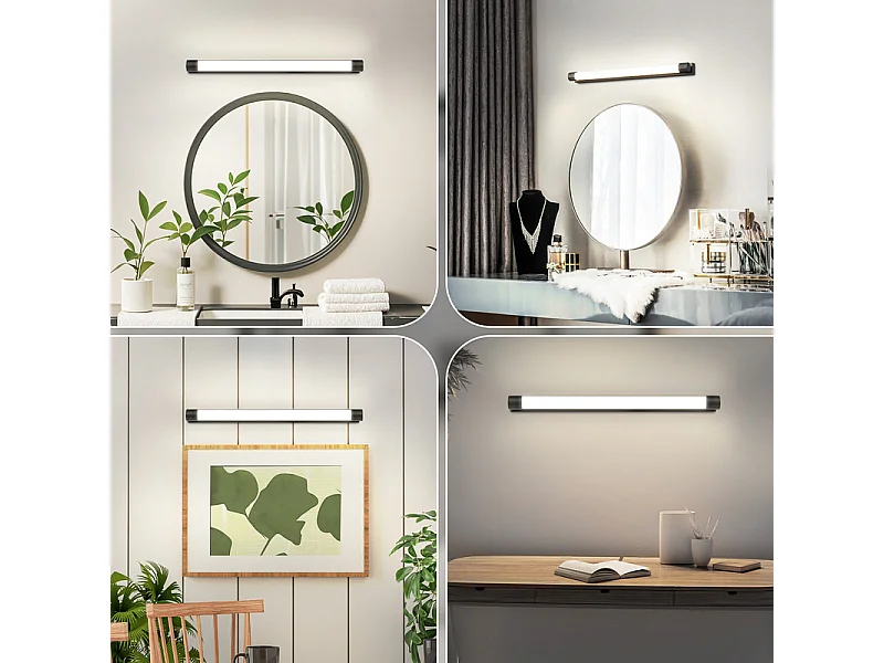 Oświetlenie lustra LED Nettlife 50 cm 10 W, czarne, do łazienki, neutralne światło 4000 K, wodoodporność IP44, nowoczesne, do kuchni lub szafy