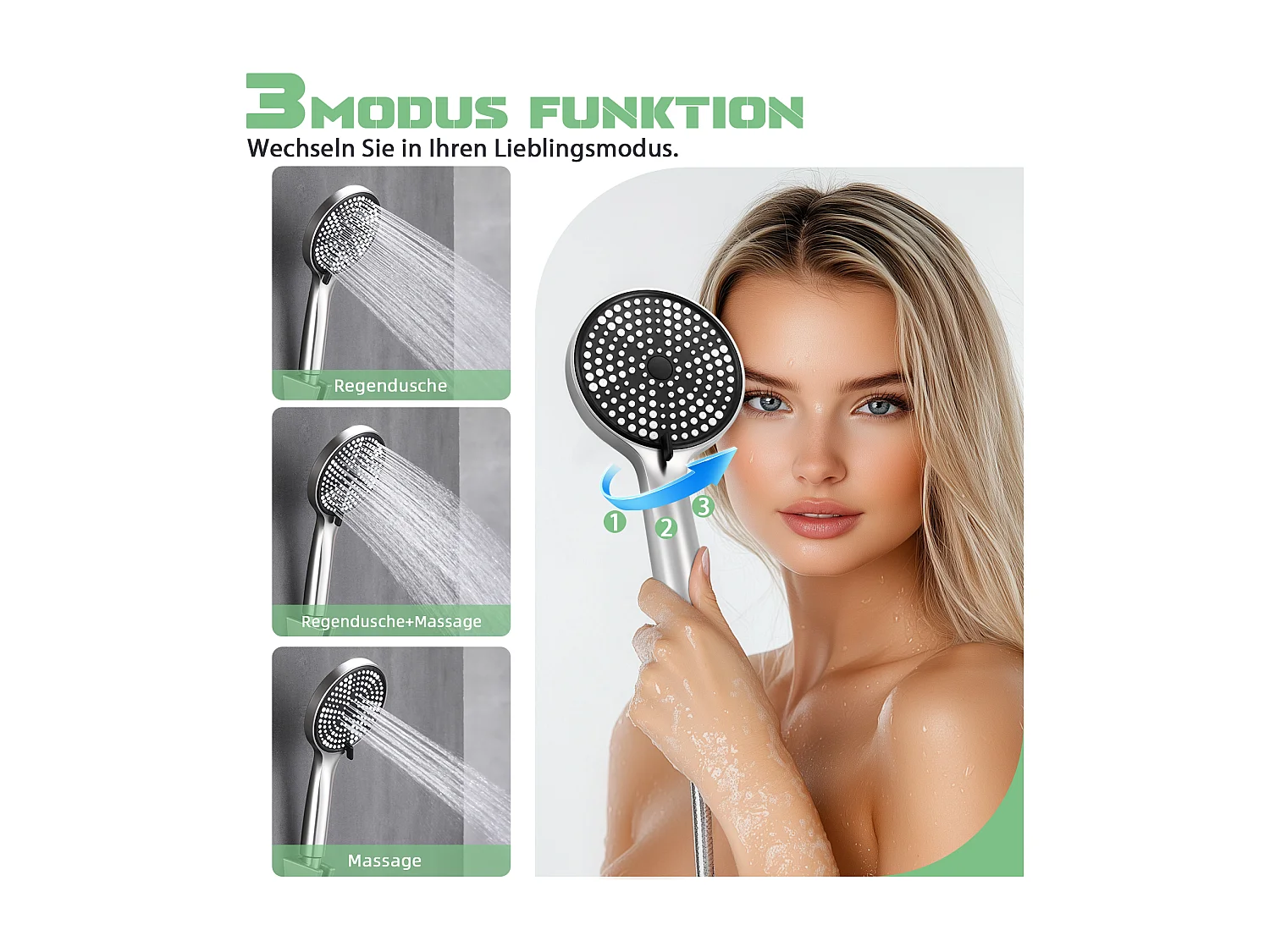 Nettlife Mitigeur de baignoire  avec douchette, robinet mural en acier inoxydable, monocommande, installation apparente pour salle de bain