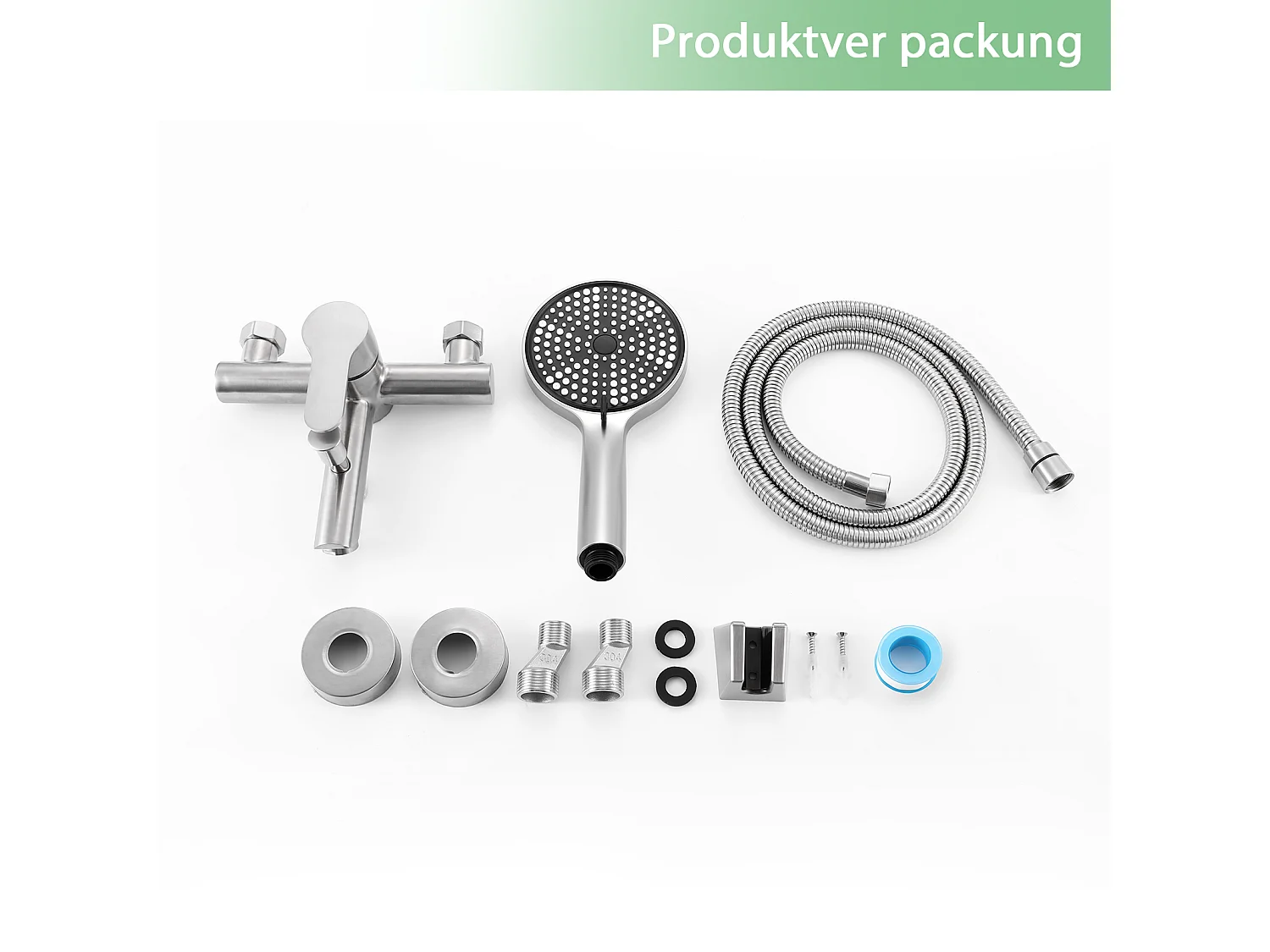 Nettlife Mitigeur de baignoire  avec douchette, robinet mural en acier inoxydable, monocommande, installation apparente pour salle de bain