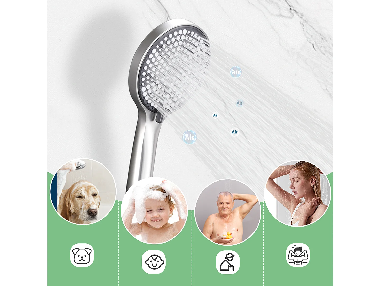 Nettlife Mitigeur de baignoire  avec douchette, robinet mural en acier inoxydable, monocommande, installation apparente pour salle de bain