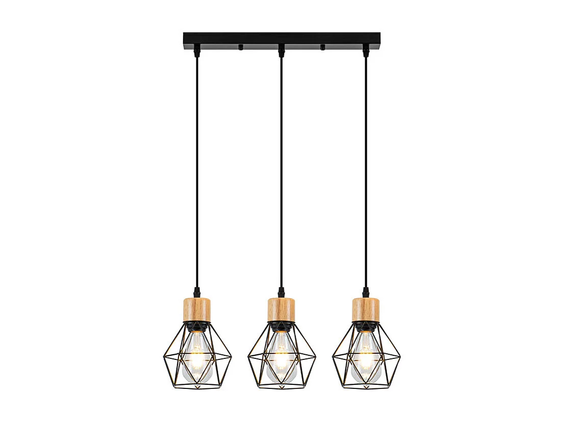 Lampa wisząca Nettlife w stylu vintage nad stół jadalny – lampa jadalniana retro z trzema żarówkami E27, czarny metalowy klosz (żarówki nie są dołączone)