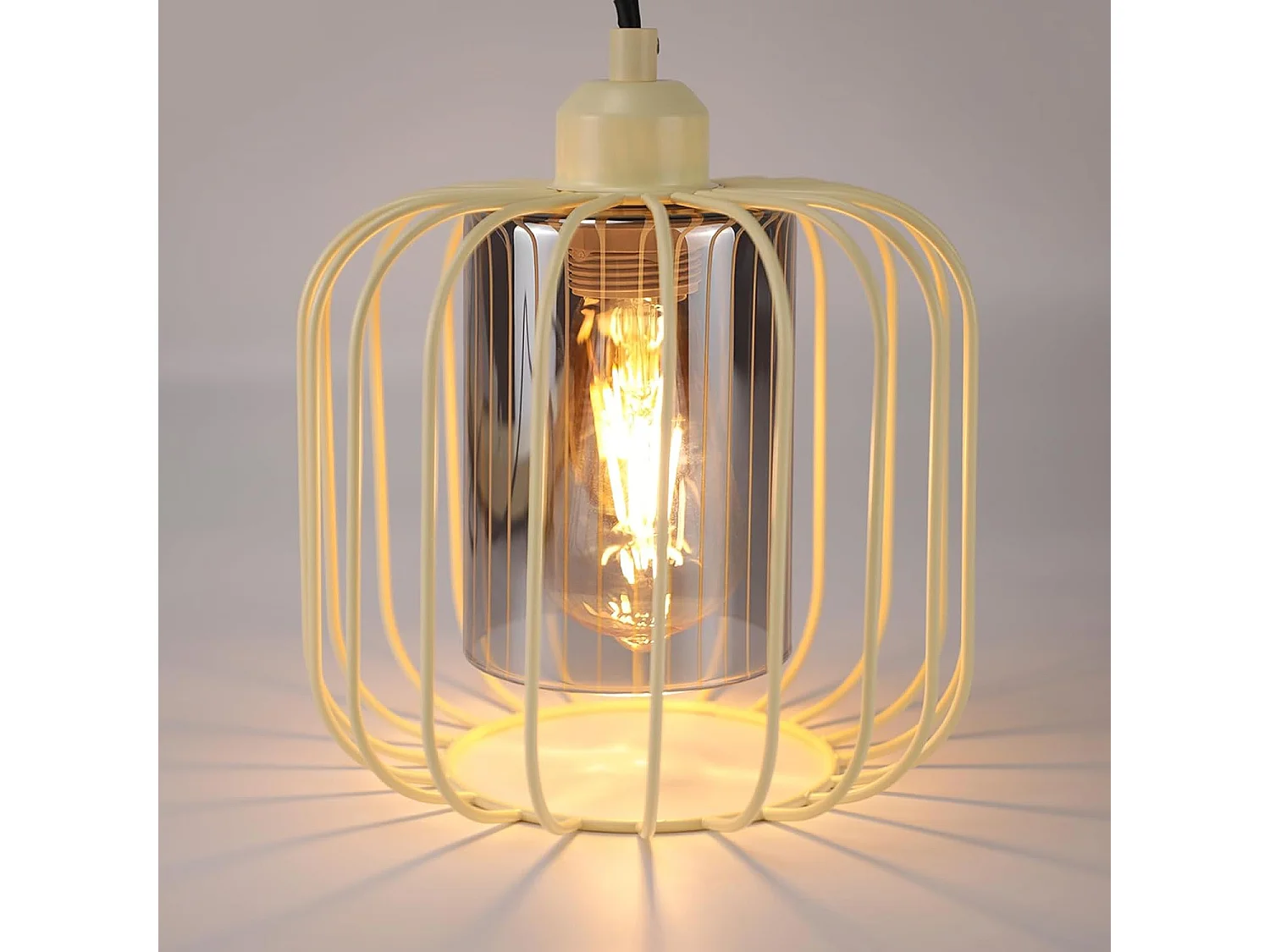 Nettlife Suspension Vintage 5 Lumières, Lustre Salle à Manger en Verre et Métal, Rétro E27 Réglable en Hauteur, Éclairage (sans Ampoules)