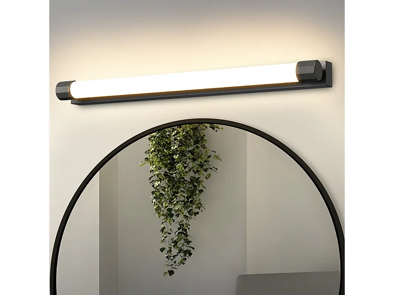 Kinkiet lustrzany LED Nettlife 50 cm 10 W, czarny, ciepła biel 3000 K, IP44, wodoodporny, nowoczesny, do łazienki, przedpokoju lub salonu