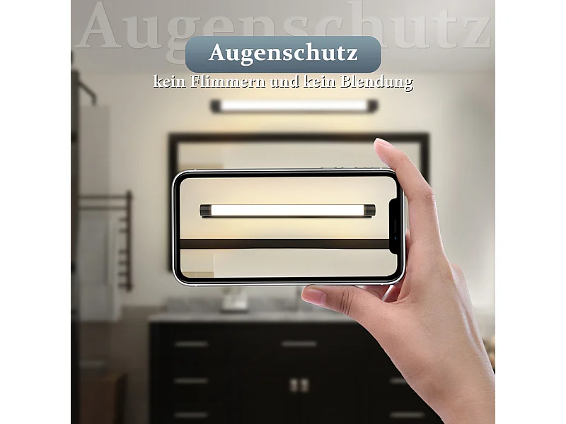 Nettlife 50 cm 10W LED-spiegelwandlamp, zwart, warm wit 3000K, IP44 waterdicht, modern, voor badkamer, hal of woonkamer