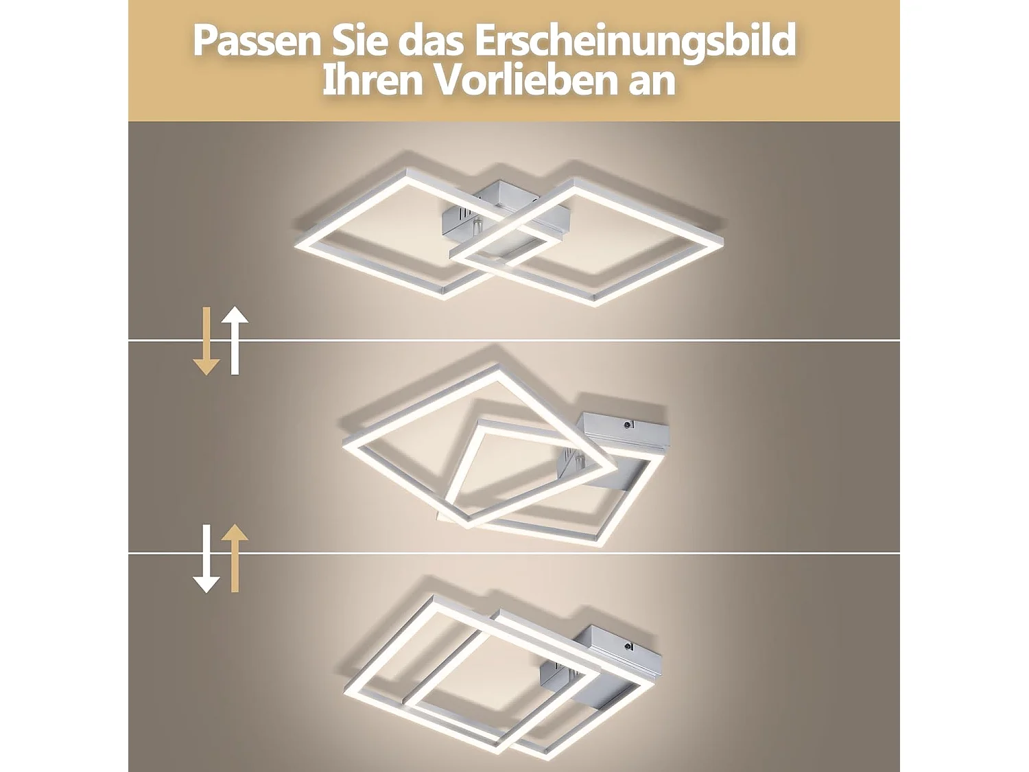 Lámpara de techo LED Nettlife para dormitorio - Lámpara de dormitorio plateada de 24 W, blanco neutro 4000 K, ajustable, diseño moderno.