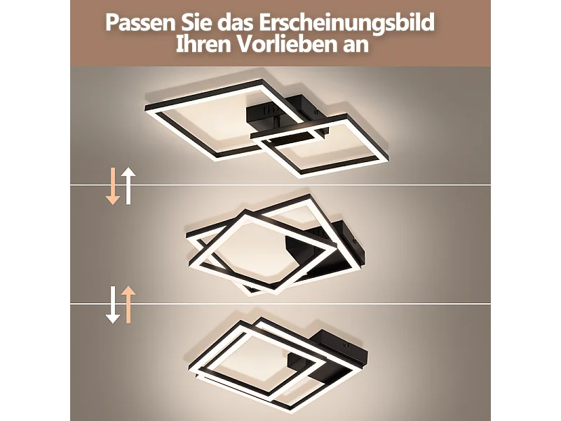 Nettlife LED-Deckenleuchte für Küche – 20 W, Schwarz, 4000 K, Neutralweiß, modernes Schwenkdesign, Eckbeleuchtung für Flur, Schlafzimmer