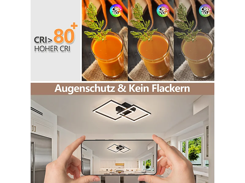 Nettlife LED-Deckenleuchte für Küche – 20 W, Schwarz, 4000 K, Neutralweiß, modernes Schwenkdesign, Eckbeleuchtung für Flur, Schlafzimmer