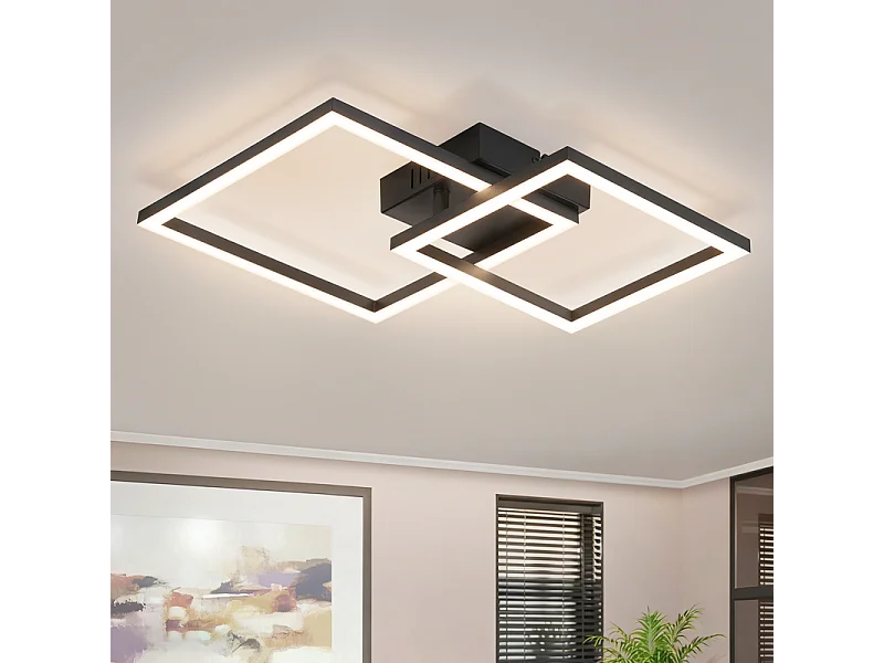 Nettlife Plafonnier LED pour cuisine - 20 W, noir, 4000 K, blanc neutre, design moderne pivotant, éclairage d'angle pour couloir, chambre