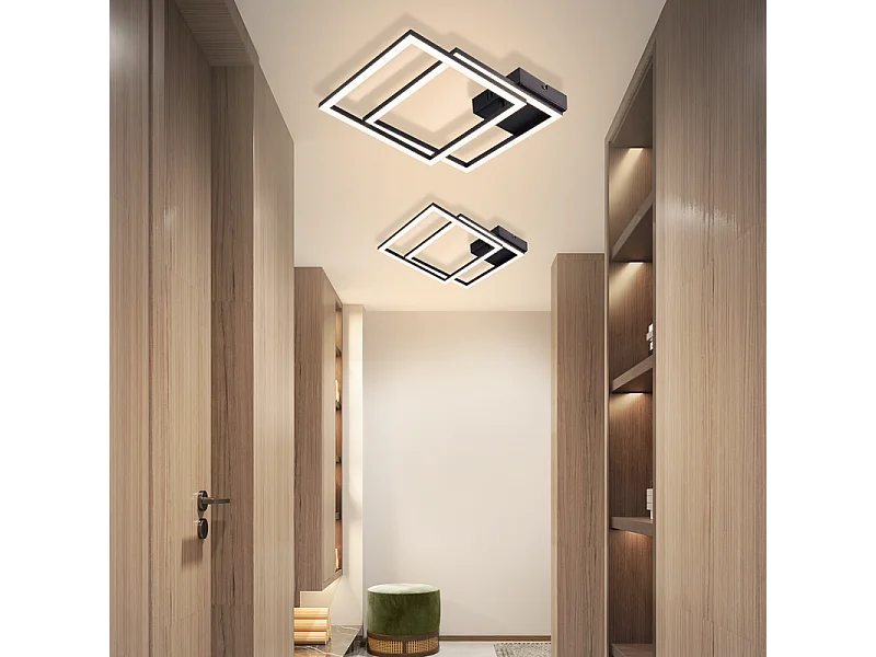 Nettlife LED-Deckenleuchte für Schlafzimmer – Schwarze Wohnzimmerlampe 24 W, neutralweiße Küchenlampe 4000 K, modernes und verstellbares Design